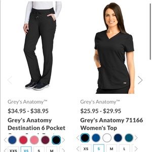Greys Anatomy XS Black Scrub Set